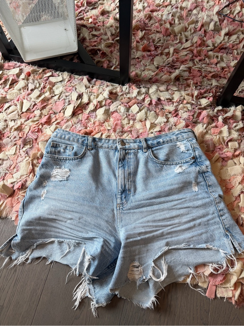 Zara Light Blue Distressed Denim Shorts